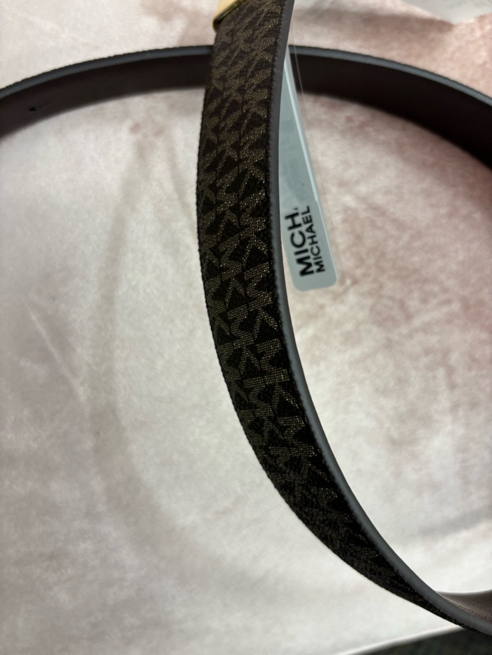 Michael Kors Reversible Monogram Belt with Gold MK Crystal Buckle - Picture 16 of 16